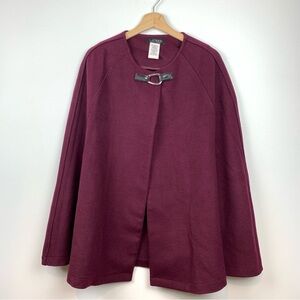 Lauren Ralph Lauren Cape Poncho Purple Plum Medium Large Wool Blend Old Money
